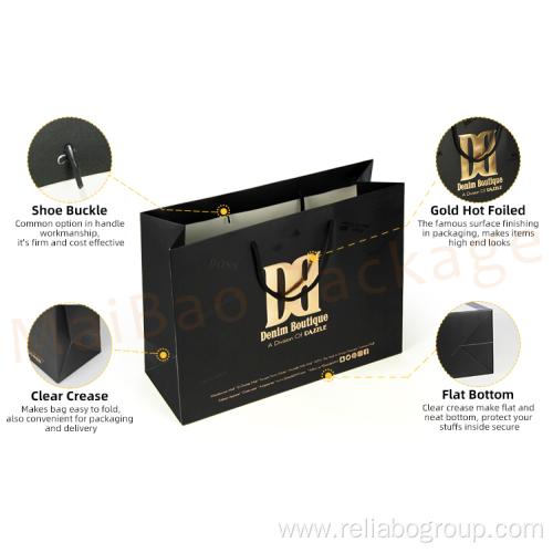 Luxury ribbon handle boutique packaging tote paper giftbags